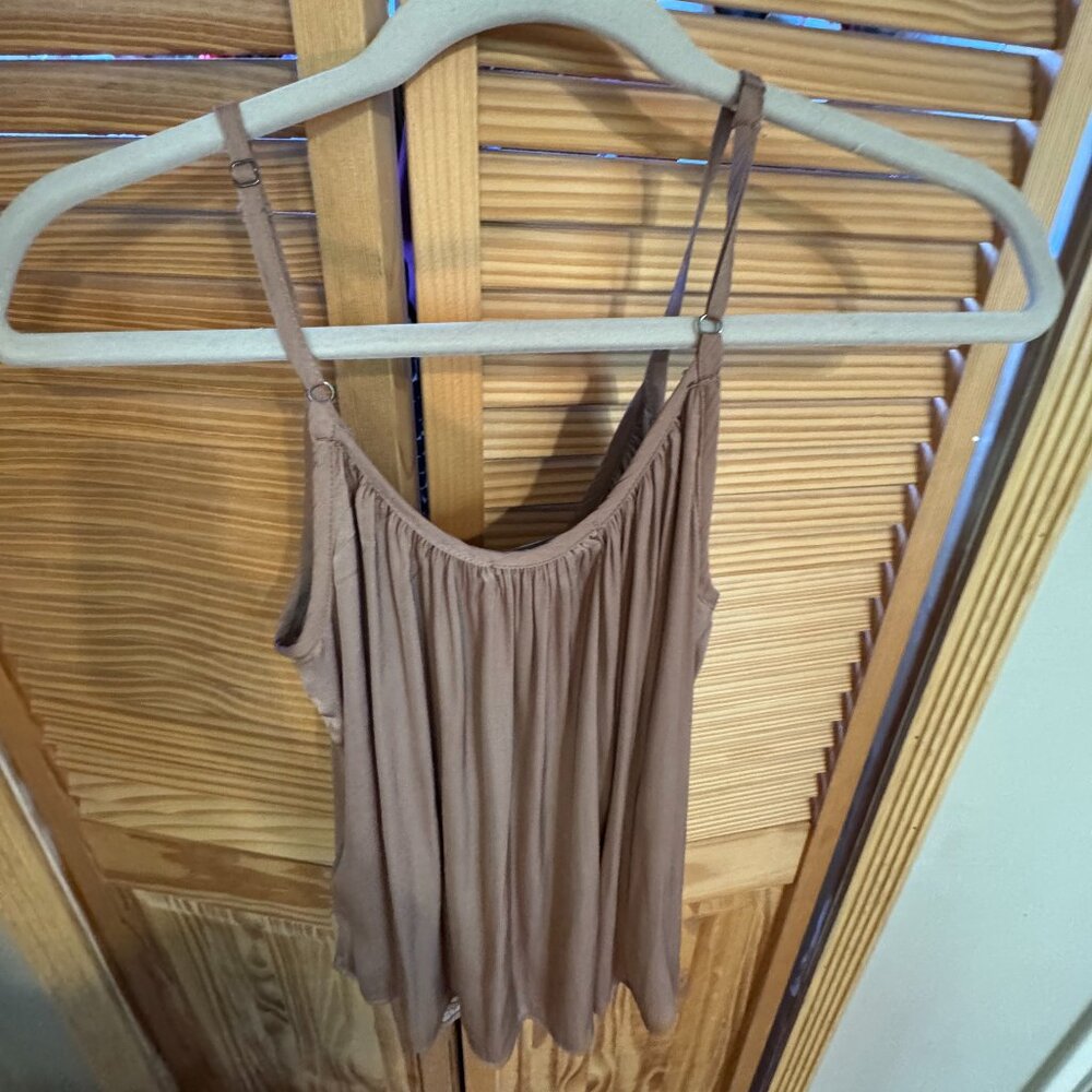 Allison Joy Draped Cami Tank Top – Mocha Brown – XS
